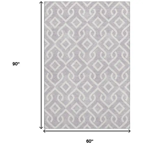 Lavender And Ivory Geometric Washable Area Rug With UV Protection Photo 3