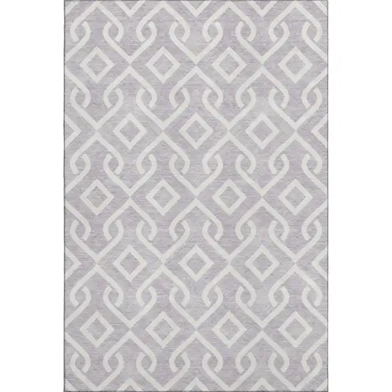 Lavender And Ivory Geometric Washable Area Rug With UV Protection Photo 1