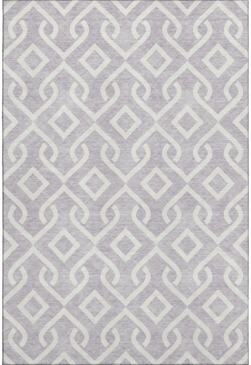 Lavender And Ivory Geometric Washable Area Rug With UV Protection Photo 1