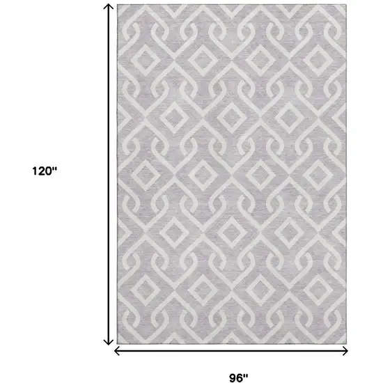 Lavender And Ivory Geometric Washable Area Rug With UV Protection Photo 3
