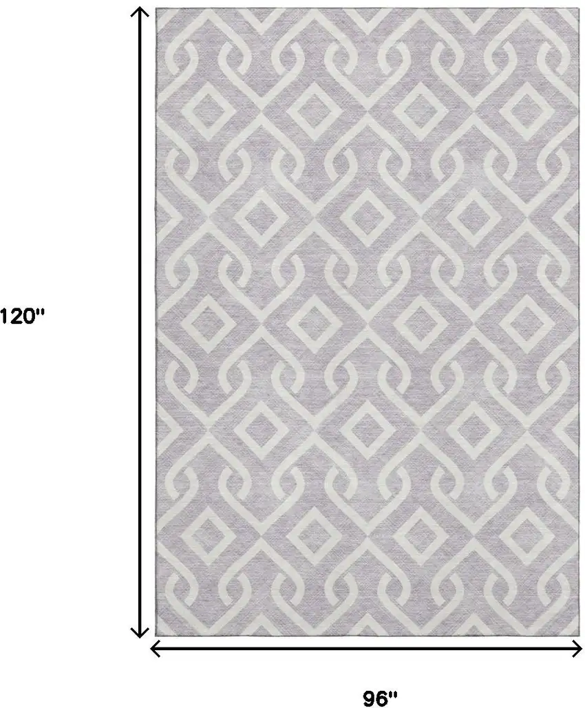 Lavender And Ivory Geometric Washable Area Rug With UV Protection Photo 3