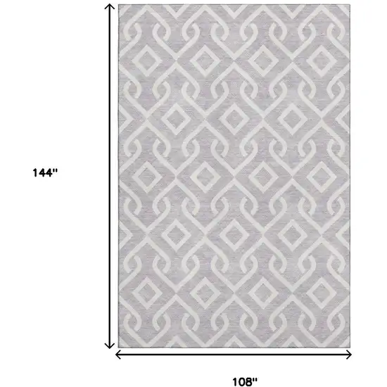 Lavender And Ivory Geometric Washable Area Rug With UV Protection Photo 3