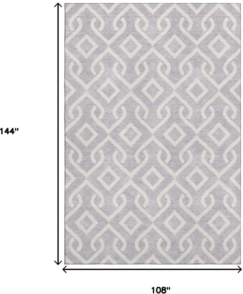 Lavender And Ivory Geometric Washable Area Rug With UV Protection Photo 3