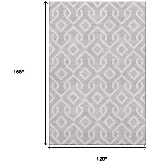 Lavender And Ivory Geometric Washable Area Rug With UV Protection Photo 3