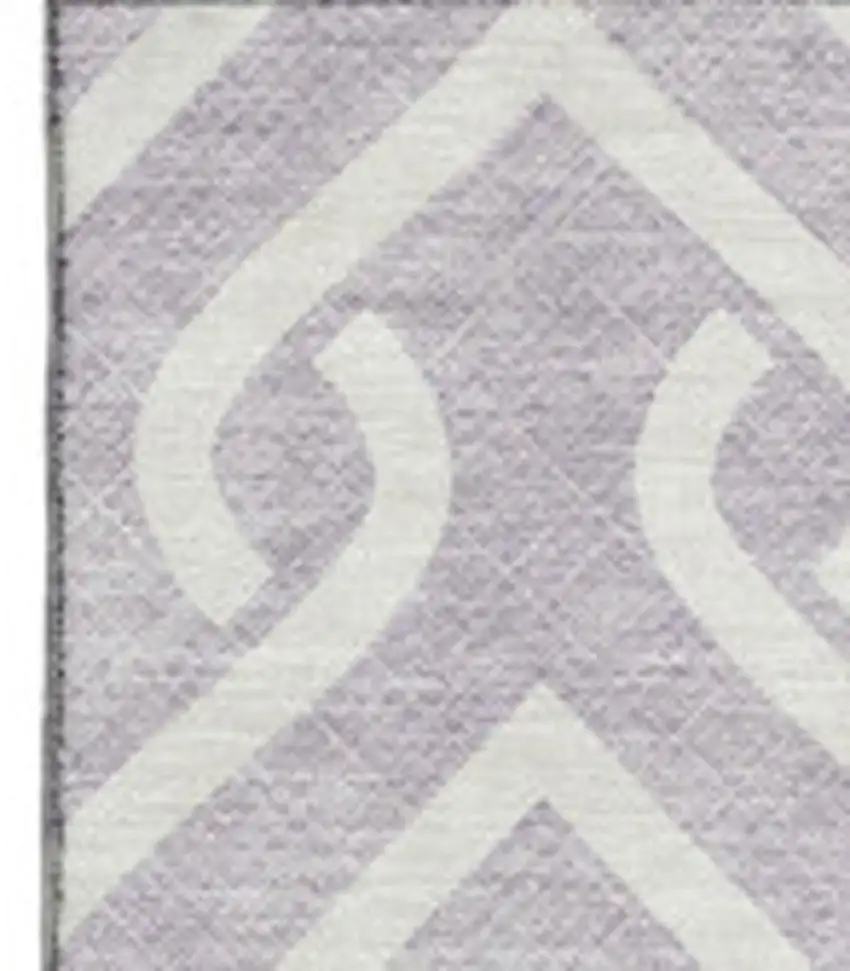 Lavender And Ivory Geometric Washable Area Rug With UV Protection Photo 4