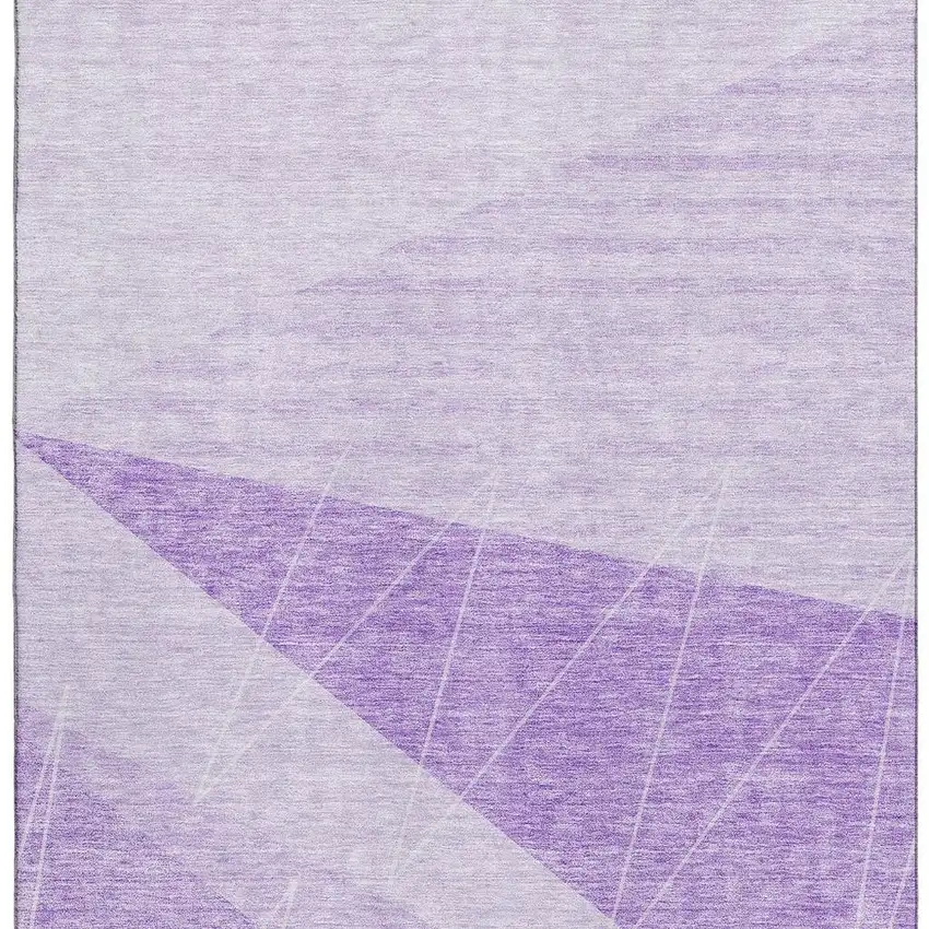 Lavender And Ivory Geometric Washable Area Rug With UV Protection Photo 3