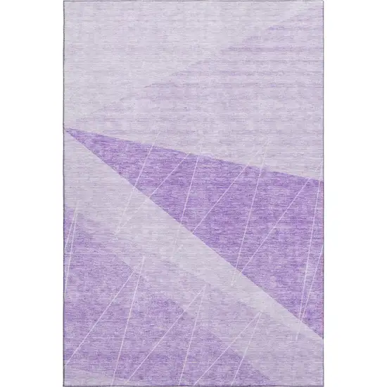 Lavender And Ivory Geometric Washable Area Rug With UV Protection Photo 2