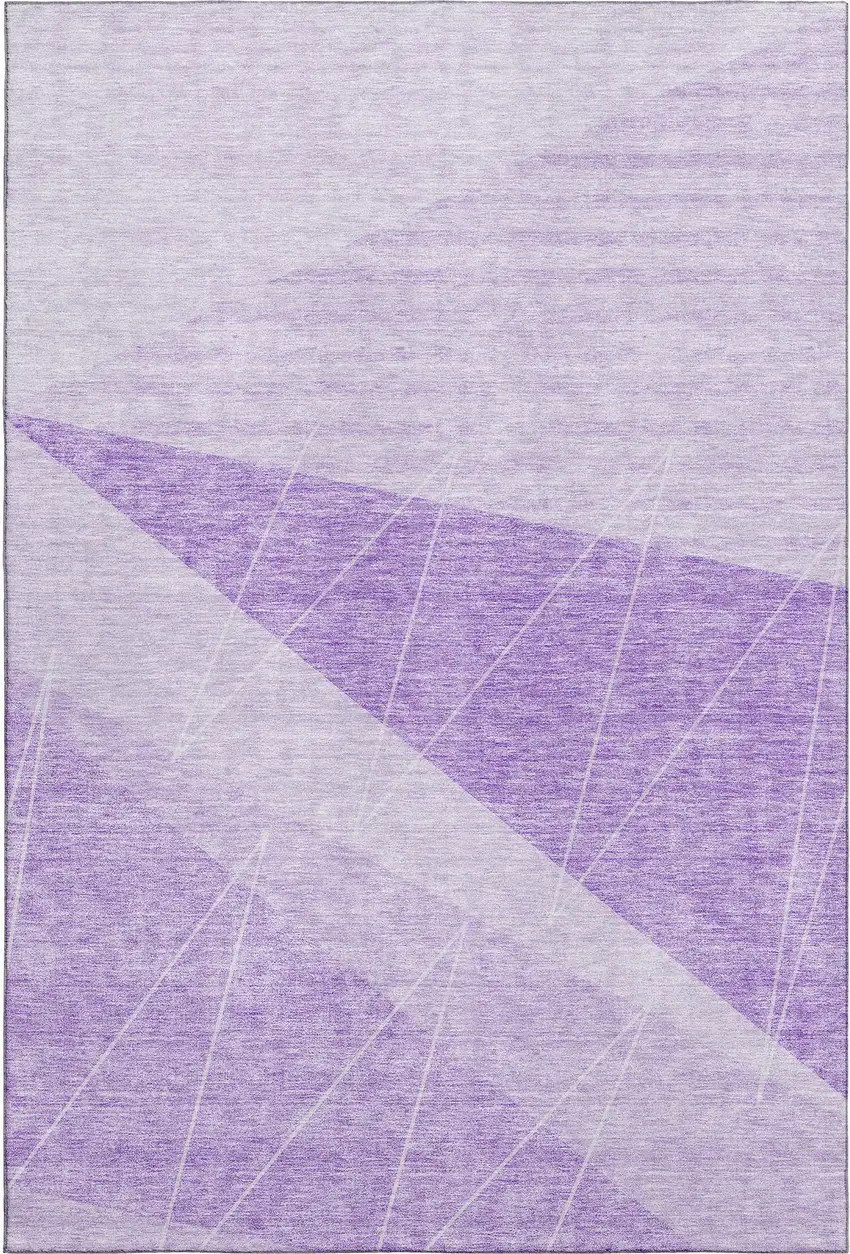 Lavender And Ivory Geometric Washable Area Rug With UV Protection Photo 2