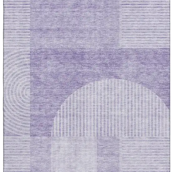 Lavender And Ivory Geometric Washable Area Rug With UV Protection Photo 4