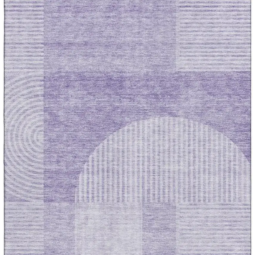 Lavender And Ivory Geometric Washable Area Rug With UV Protection Photo 4