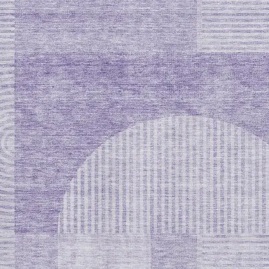 Lavender And Ivory Geometric Washable Area Rug With UV Protection Photo 4