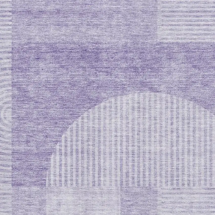 Lavender And Ivory Geometric Washable Area Rug With UV Protection Photo 4