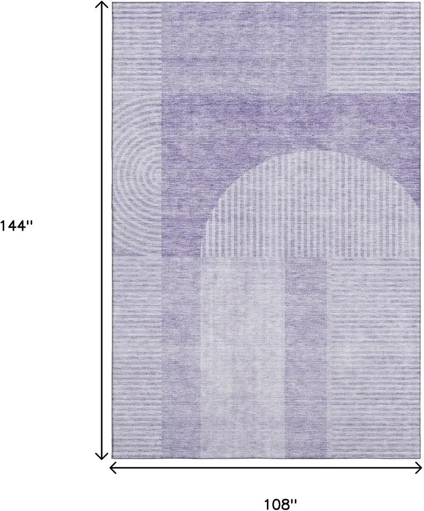 Lavender And Ivory Geometric Washable Area Rug With UV Protection Photo 3