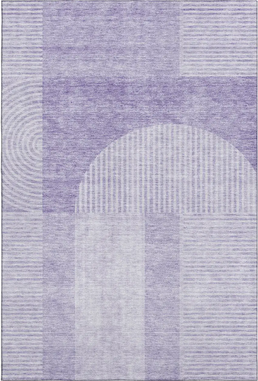 Lavender And Ivory Geometric Washable Area Rug With UV Protection Photo 2