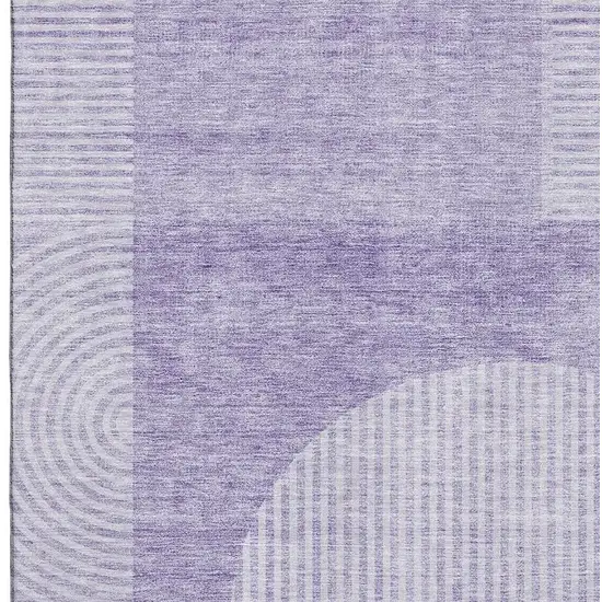 Lavender And Ivory Geometric Washable Area Rug With UV Protection Photo 4