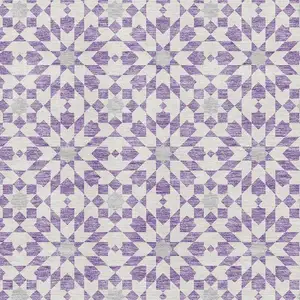 Photo of Lavender And Ivory Geometric Washable Area Rug With UV Protection