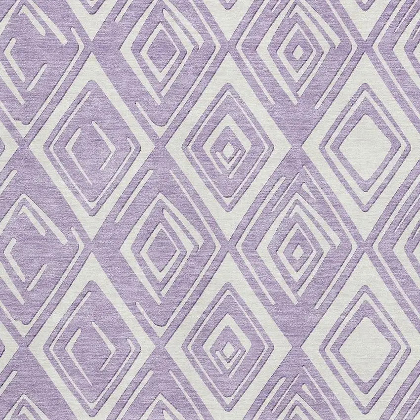 Lavender And Ivory Geometric Washable Area Rug With UV Protection Photo 4