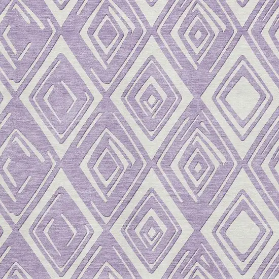 Lavender And Ivory Geometric Washable Area Rug With UV Protection Photo 4