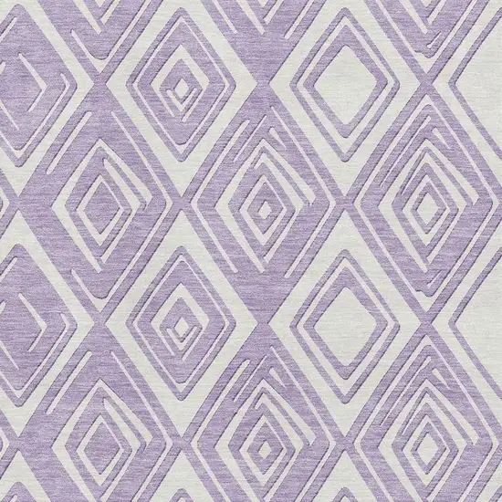 Lavender And Ivory Geometric Washable Area Rug With UV Protection Photo 4