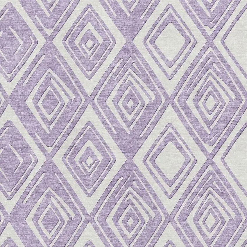 Lavender And Ivory Geometric Washable Area Rug With UV Protection Photo 4