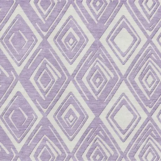 Lavender And Ivory Geometric Washable Area Rug With UV Protection Photo 4