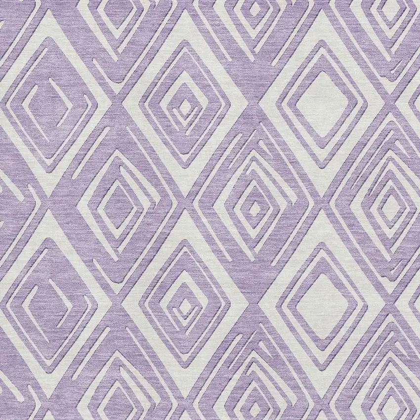 Lavender And Ivory Geometric Washable Area Rug With UV Protection Photo 4