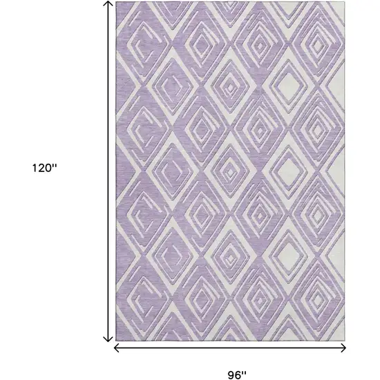 Lavender And Ivory Geometric Washable Area Rug With UV Protection Photo 3