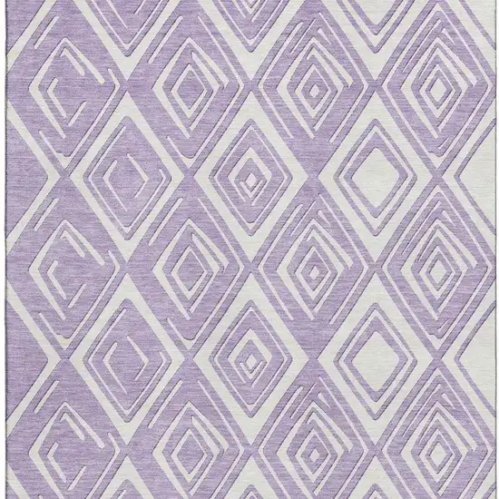 Lavender And Ivory Geometric Washable Area Rug With UV Protection Photo 4