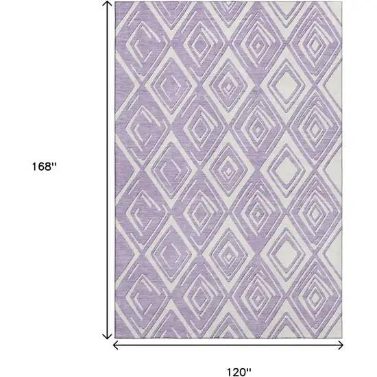 Lavender And Ivory Geometric Washable Area Rug With UV Protection Photo 3
