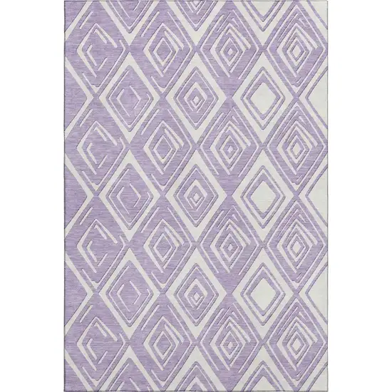 Lavender And Ivory Geometric Washable Area Rug With UV Protection Photo 2