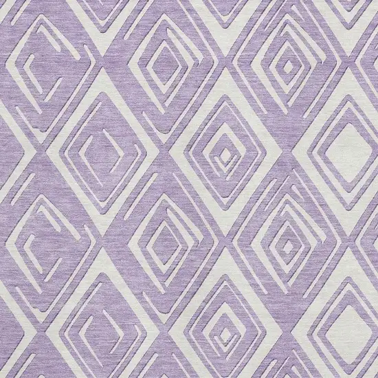 Lavender And Ivory Geometric Washable Area Rug With UV Protection Photo 4