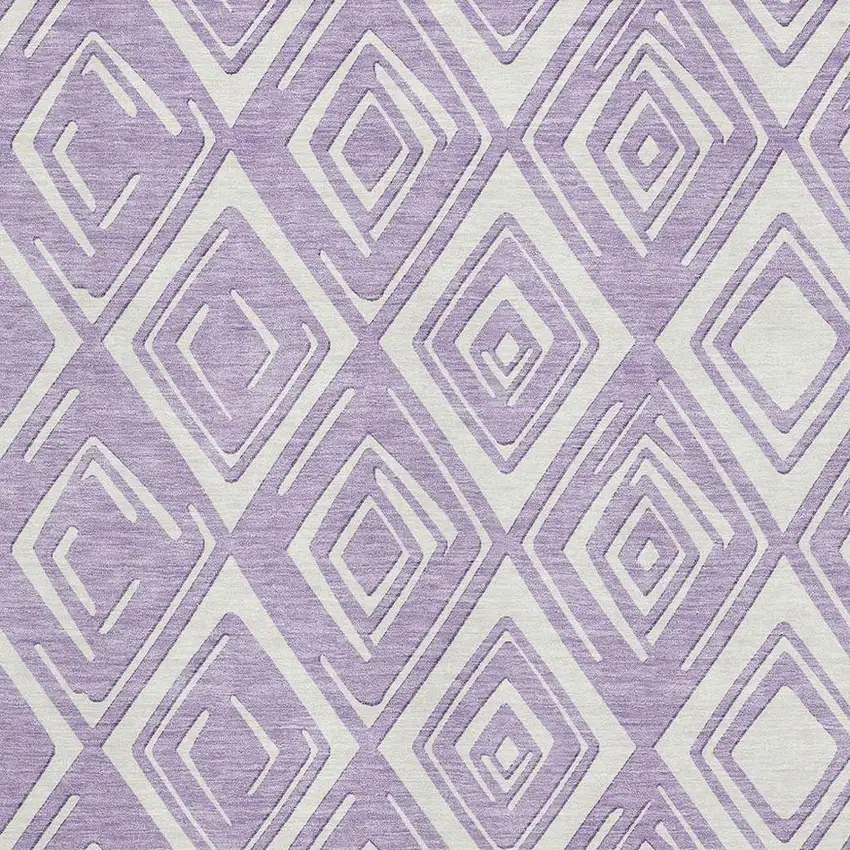 Lavender And Ivory Geometric Washable Area Rug With UV Protection Photo 4