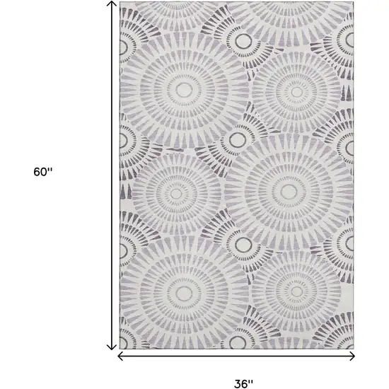 Lavender And Ivory Geometric Washable Area Rug With UV Protection Photo 3
