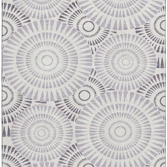 Lavender And Ivory Geometric Washable Area Rug With UV Protection Photo 4