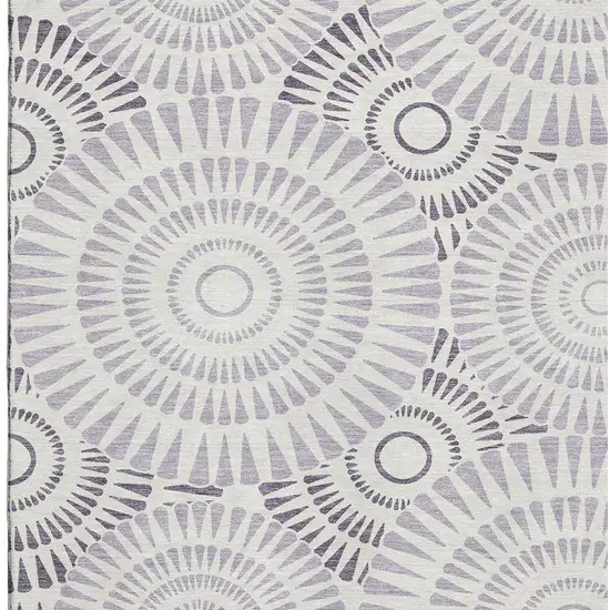Lavender And Ivory Geometric Washable Area Rug With UV Protection Photo 3