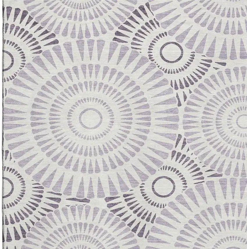 Lavender And Ivory Geometric Washable Area Rug With UV Protection Photo 3