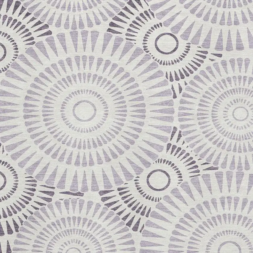 Lavender And Ivory Geometric Washable Area Rug With UV Protection Photo 3