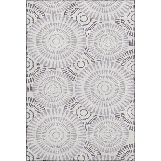 Lavender And Ivory Geometric Washable Area Rug With UV Protection Photo 1