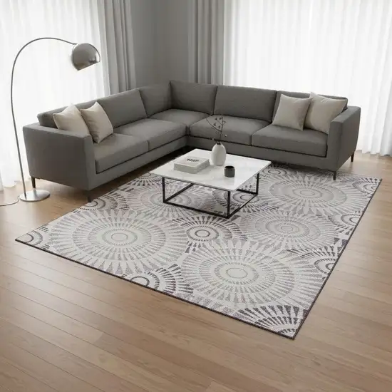 Lavender And Ivory Geometric Washable Area Rug With UV Protection Photo 2