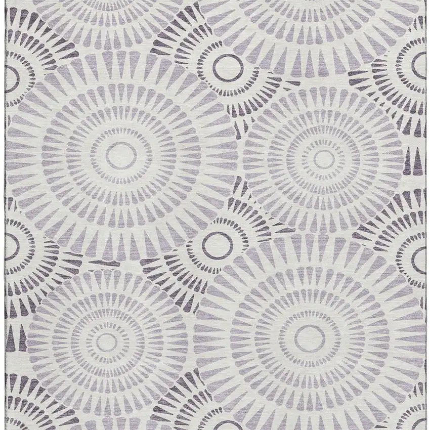 Lavender And Ivory Geometric Washable Area Rug With UV Protection Photo 3