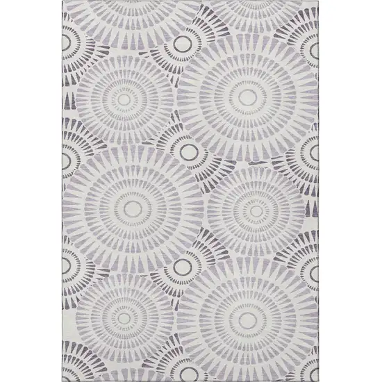 Lavender And Ivory Geometric Washable Area Rug With UV Protection Photo 4