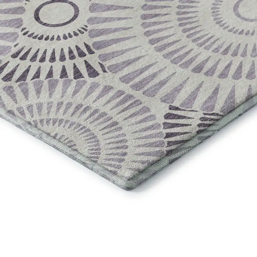 Lavender And Ivory Geometric Washable Area Rug With UV Protection Photo 8