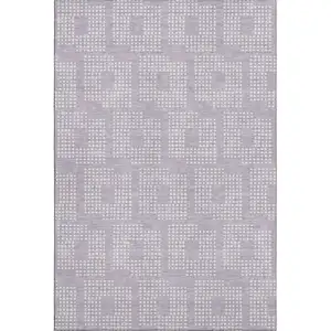 Photo of Lavender And Ivory Geometric Washable Area Rug With UV Protection