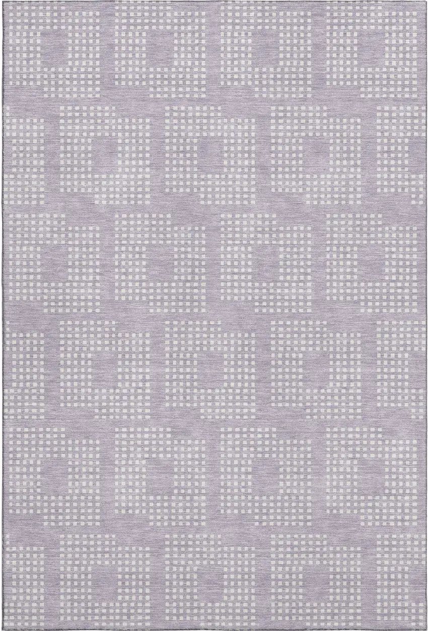 Lavender And Ivory Geometric Washable Area Rug With UV Protection Photo 1