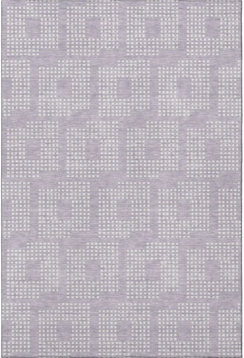 Lavender And Ivory Geometric Washable Area Rug With UV Protection Photo 4
