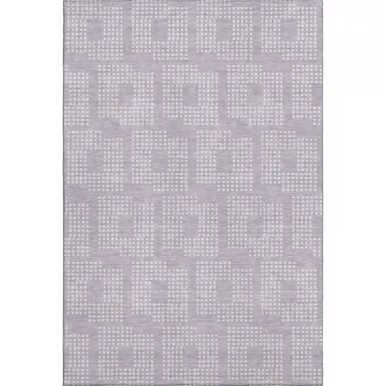 Lavender And Ivory Geometric Washable Area Rug With UV Protection Photo 1