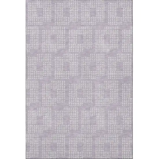 Lavender And Ivory Geometric Washable Area Rug With UV Protection Photo 4