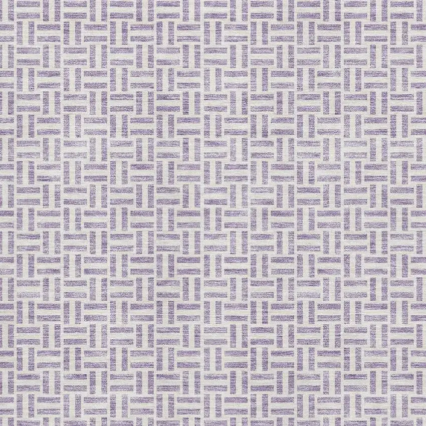 Lavender And Ivory Geometric Washable Area Rug With UV Protection Photo 3