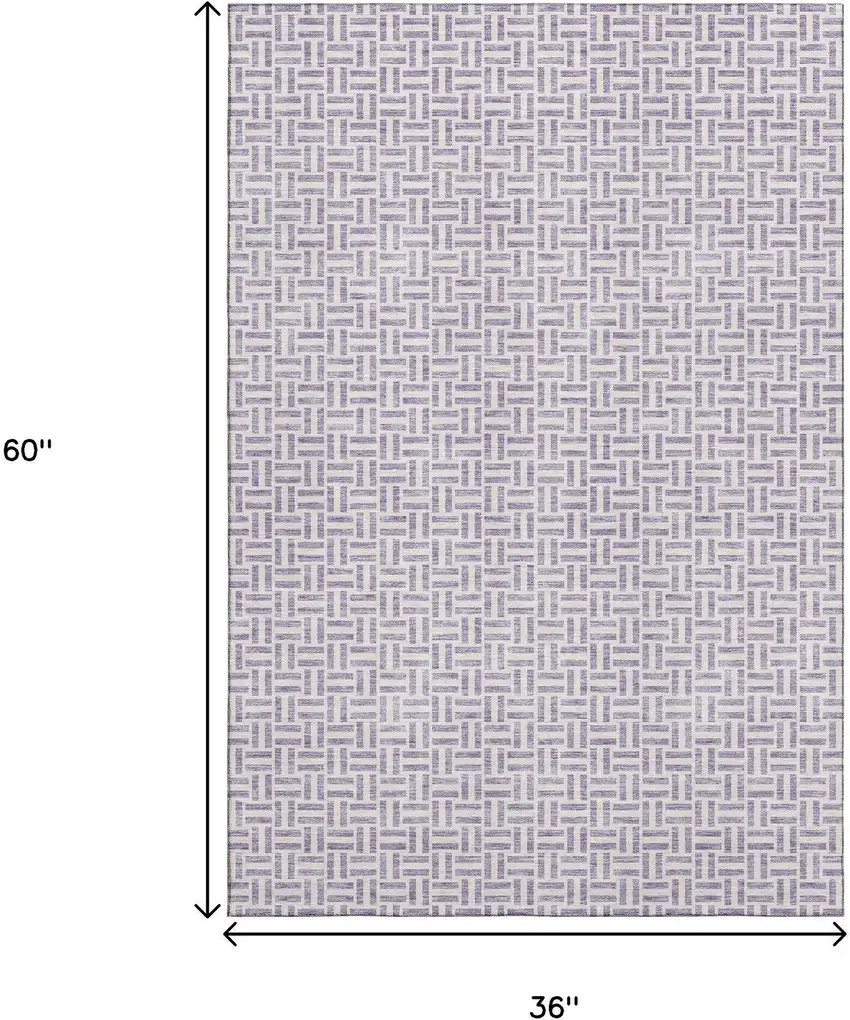 Lavender And Ivory Geometric Washable Area Rug With UV Protection Photo 3