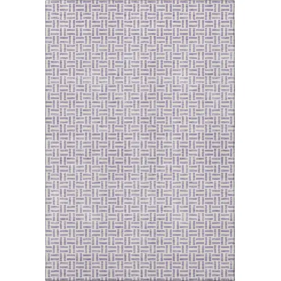 Lavender And Ivory Geometric Washable Area Rug With UV Protection Photo 4